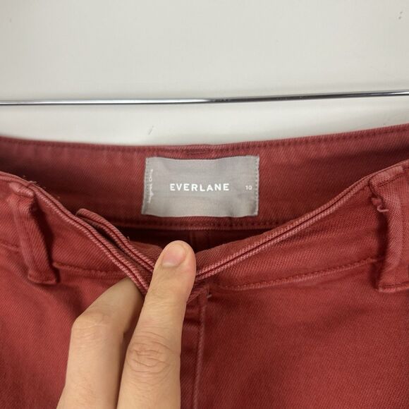 Everlane  Organic Cotton Wide Leg Pants 26.5" Size 10 Faded Red  High Rise - Picture 5 of 12